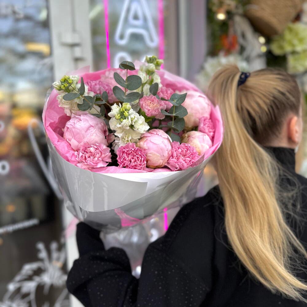 Дофамин "Пузырьки Игристого" Ароматная маттиола, ажурный диантус и пионы Италия — фото 2
