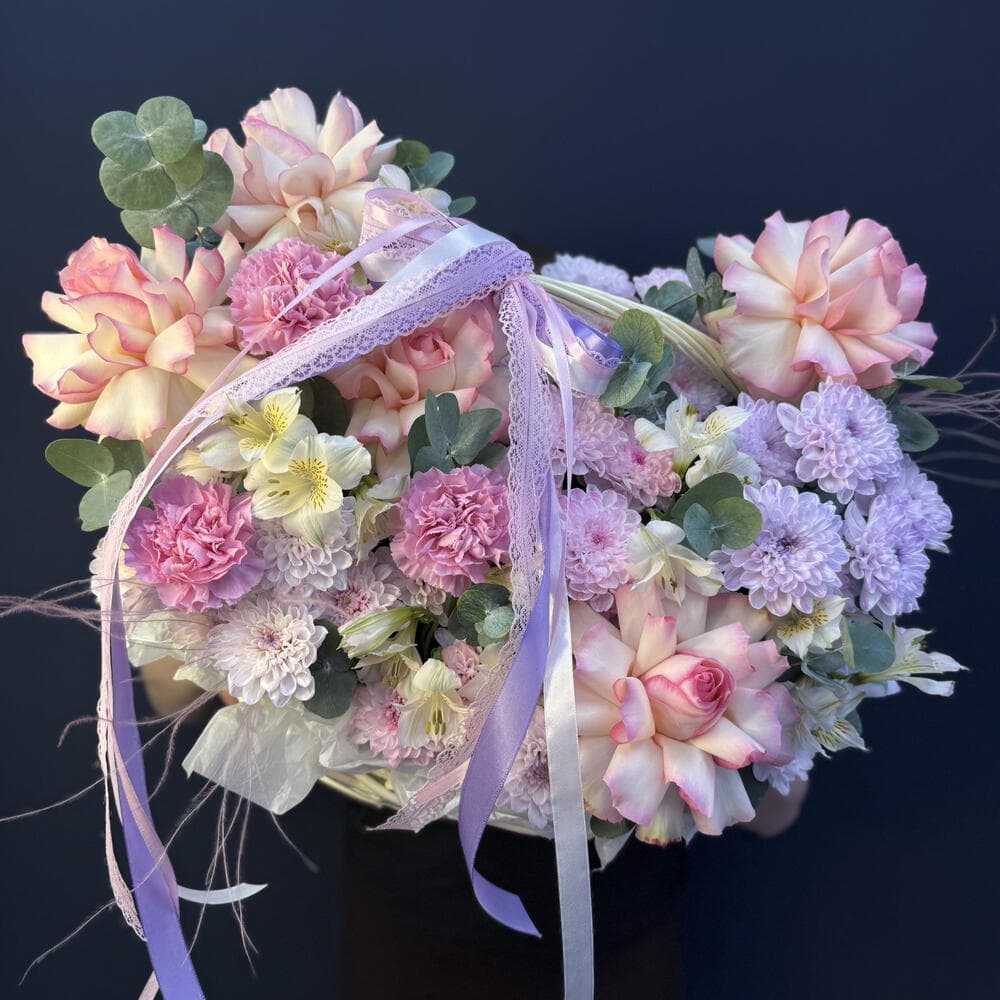 Корзина 🌸«Персик и лаванда» с французской розой — фото 3