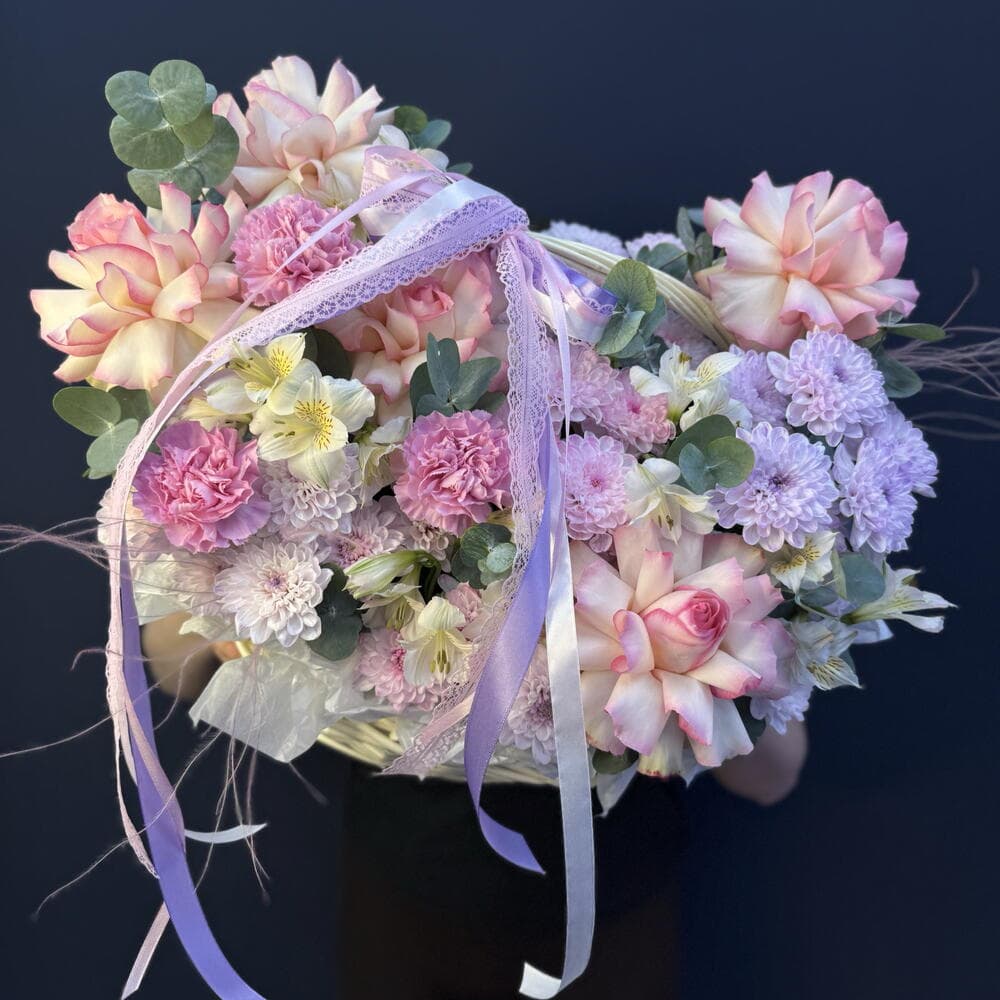 Корзина 🌸«Персик и лаванда» с французской розой — фото 4