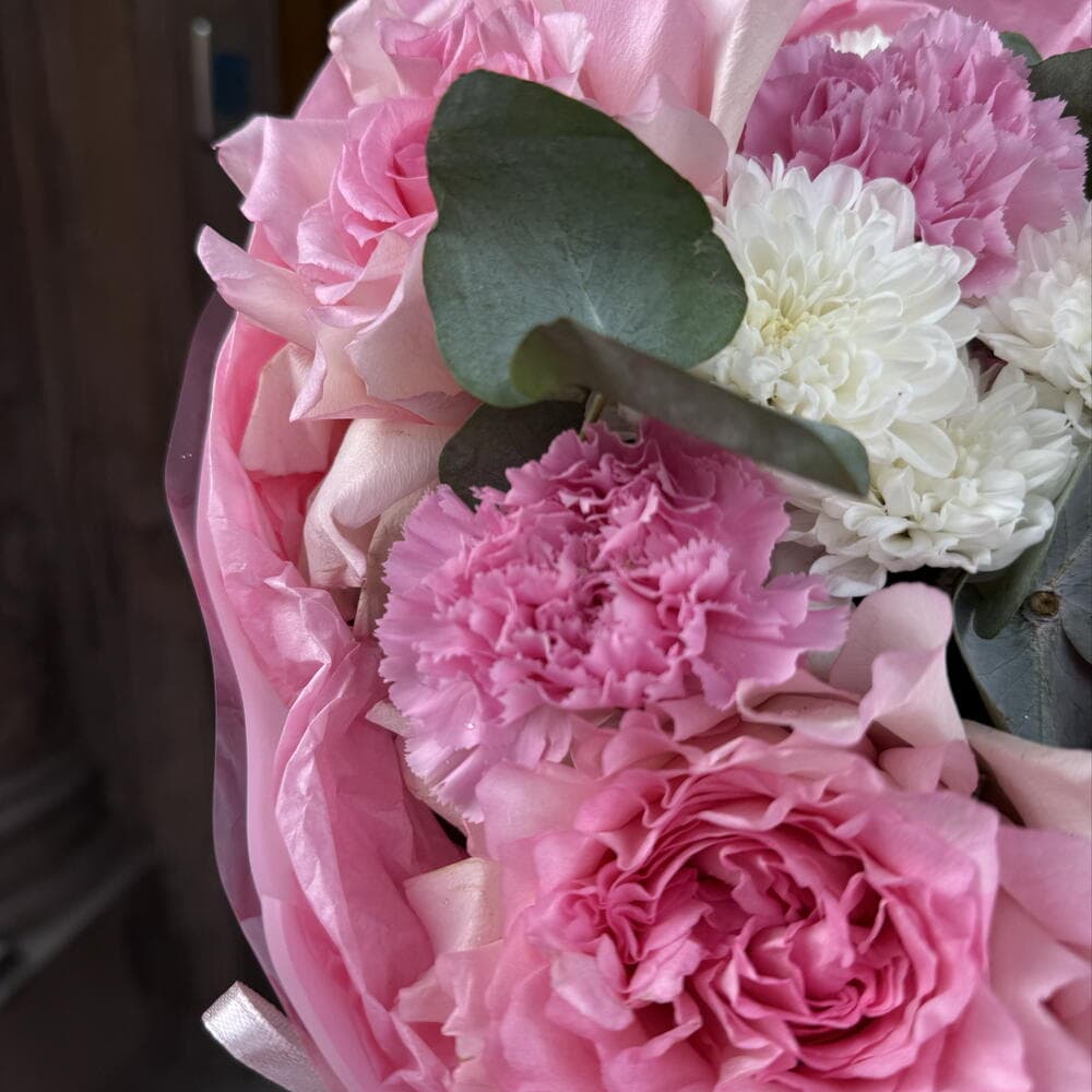 Пышный «Розовый импульс🌸» с французской розой и хризантемой — фото 5